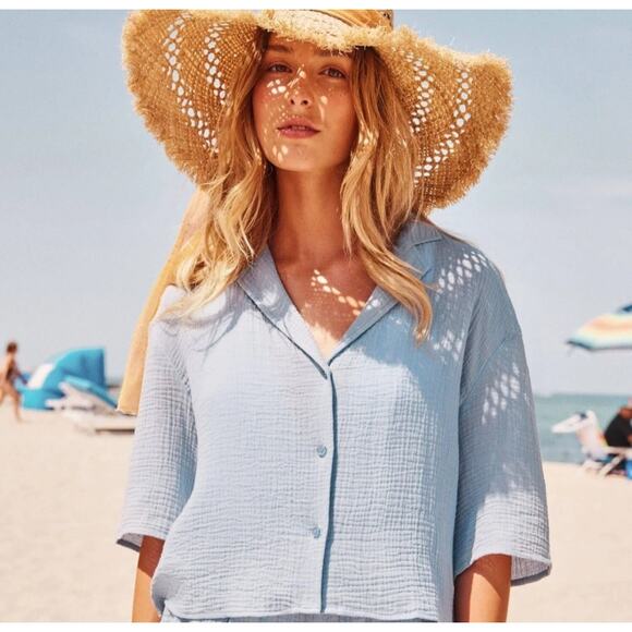 NWT Andie The Margarita Button-Up Size XL Mist Blue - Picture 1 of 7